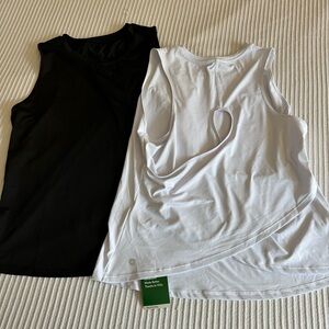 Halara 2 tops: Cut Out Crossover Hem Solid Yoga Tank Top